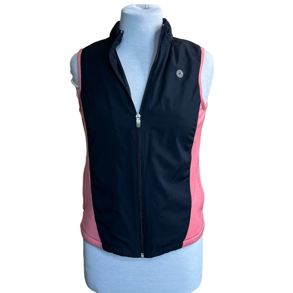 NordicTrack Women's Small Pink Black Vented‎ Zip up vest with Hood